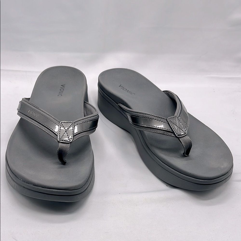 Gray Platform Vionic Flip Flop Sandals - image 1